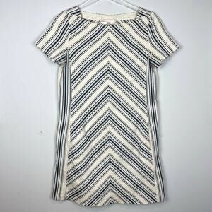 SEE BY CHLOE Surfing Blue Striped Chevron Short Sleeve Shift Dress